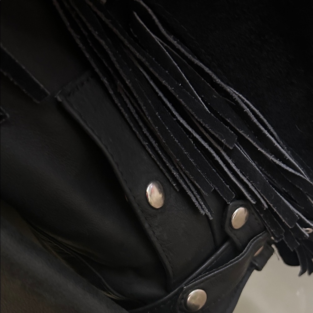 KERRS LEATHERS: Black Leather Fringe Jacket : Womans 10 - Picture 6 of 7